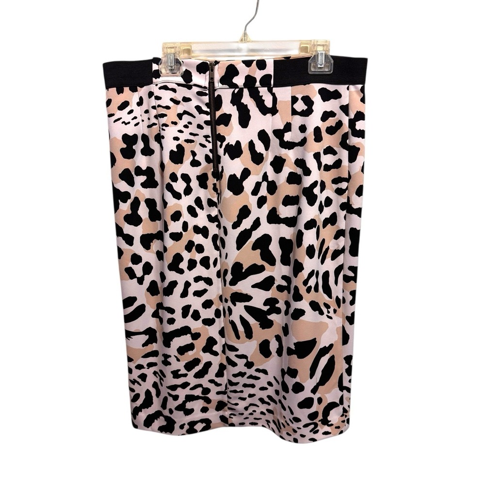 Worthington Skirt Women 18‎ Black White Pink Cheetah Print Straight Pencil Skirt